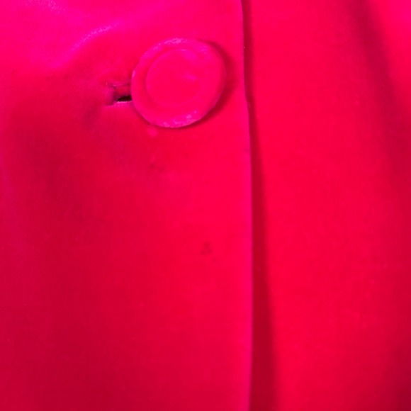 Vintage 60s retro Sport Ease Fashions Hot Pink Velvet Bow Neck swing coat 50s - Picture 11 of 13